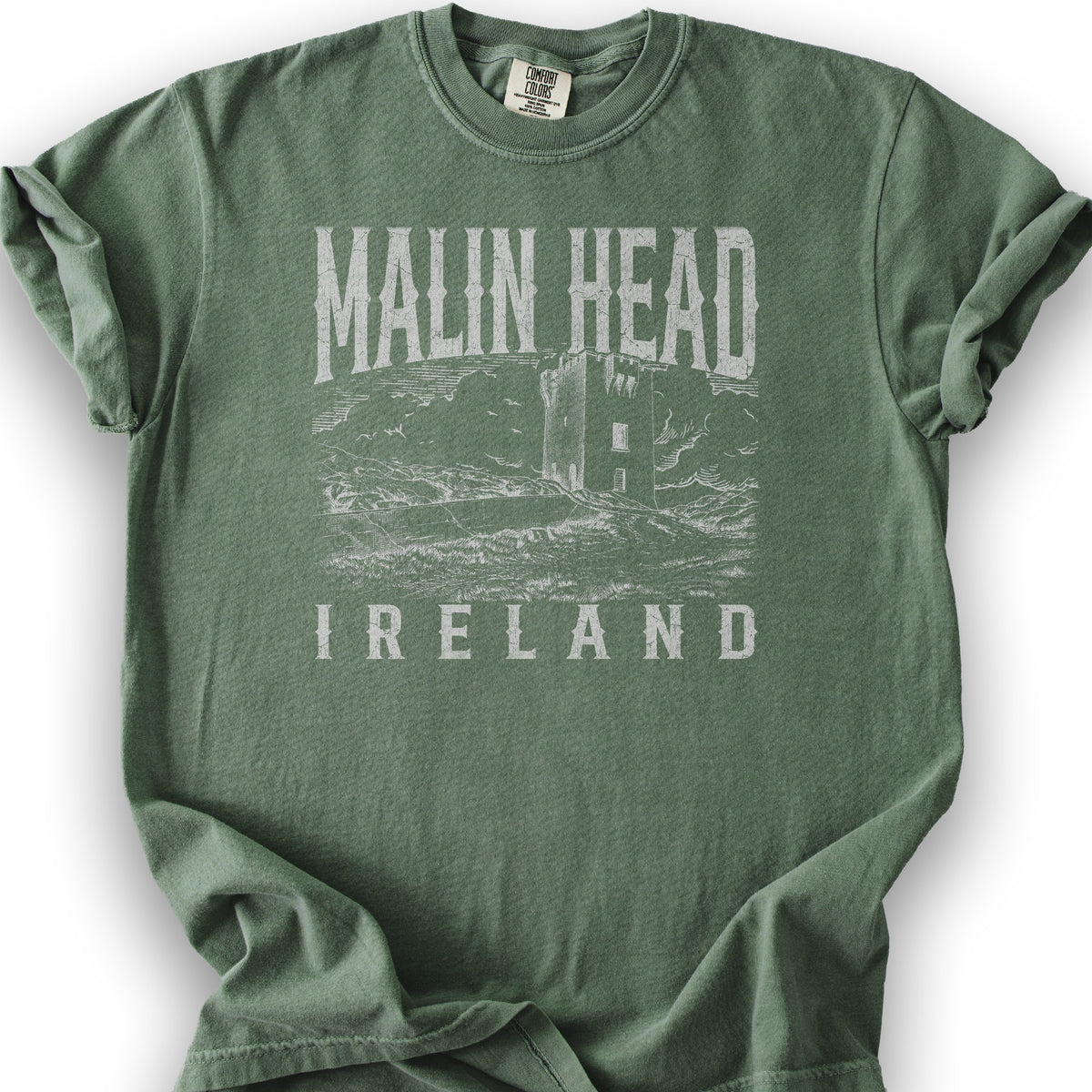 Malin Head Ireland Sketch T-Shirt - Moss