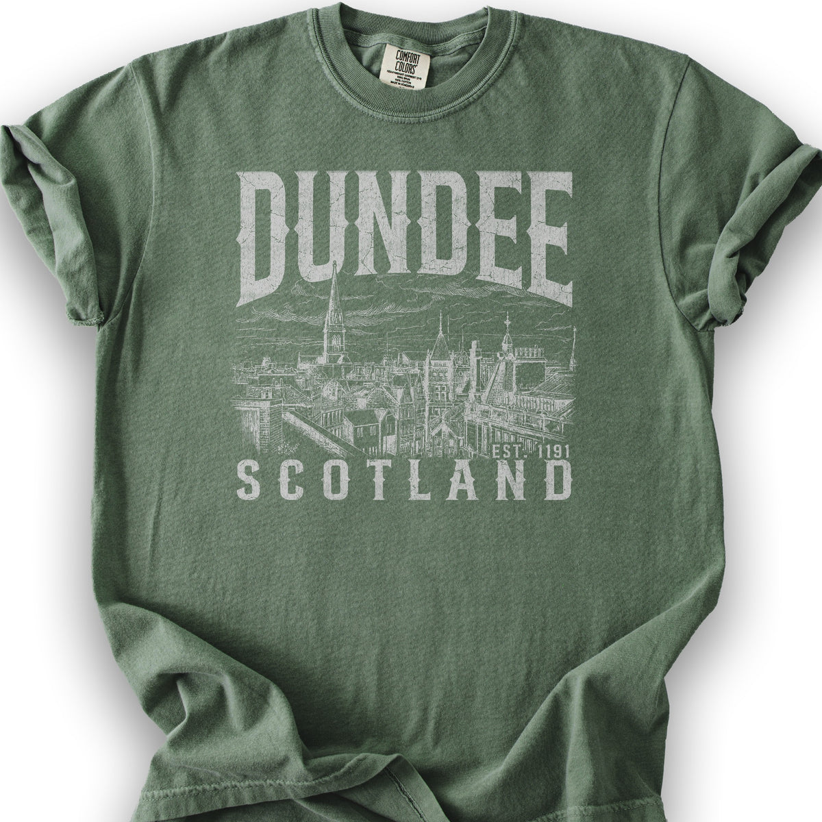 Dundee Scotland Sketch T-Shirt - Moss