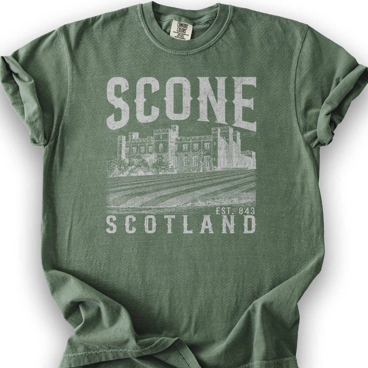 Scone Scotland Sketch T-Shirt - Moss