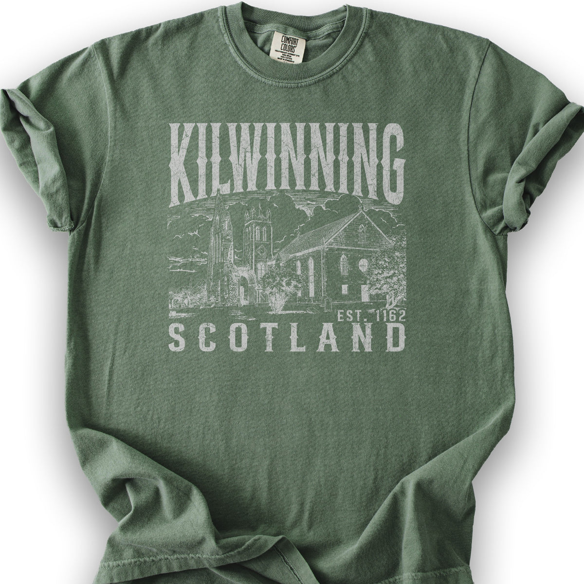 Kilwinning Scotland Sketch T-Shirt - Moss