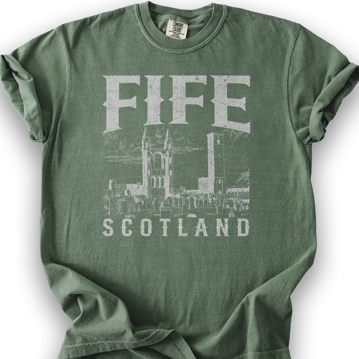 Fife Scotland Sketch T-Shirt - Moss