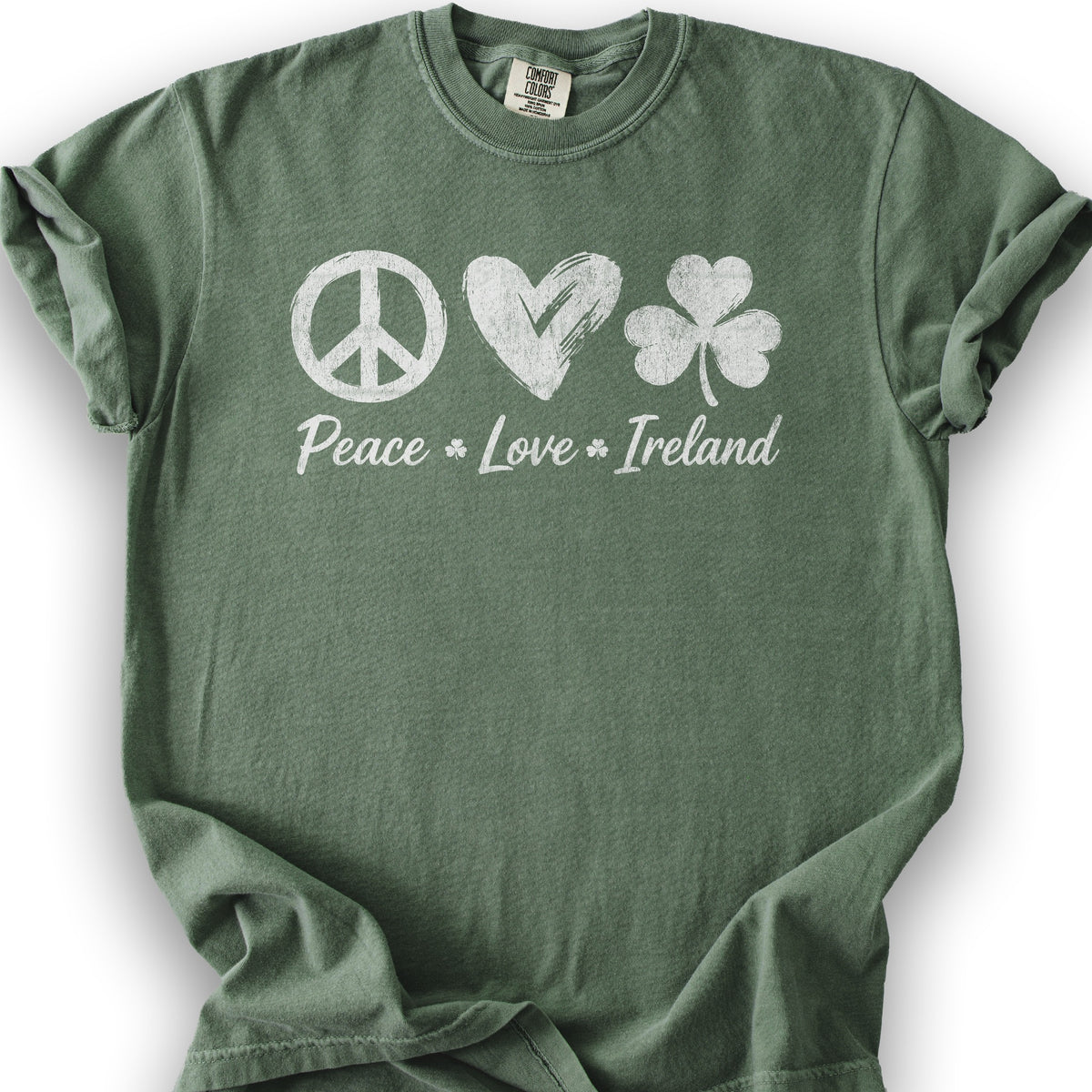 Peace Love Ireland T-Shirt - Moss