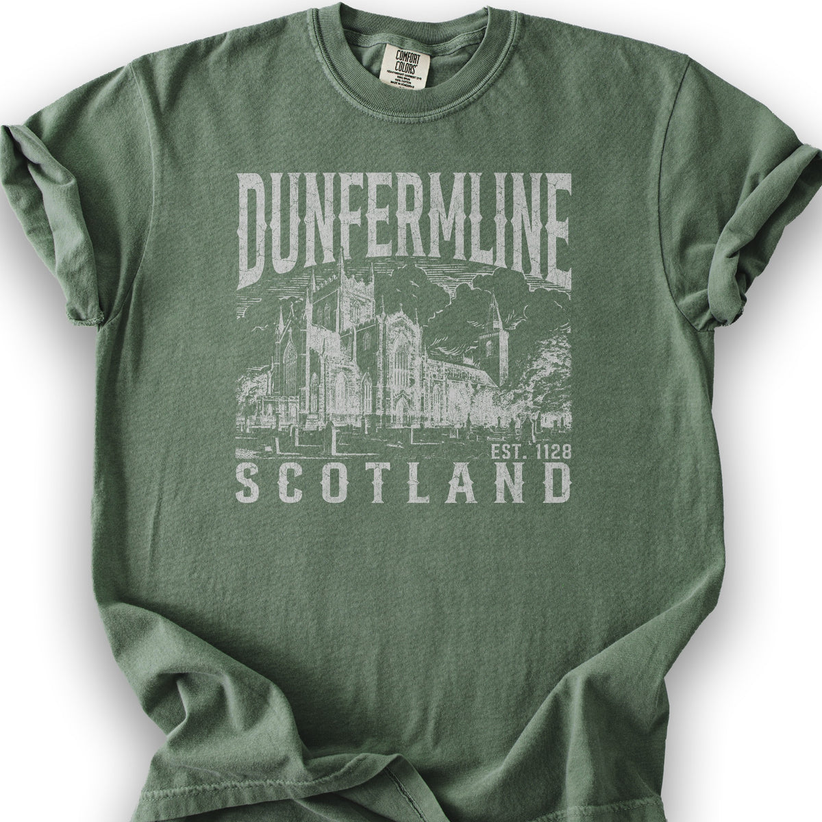 Dunfermline Scotland Sketch T-Shirt - Moss