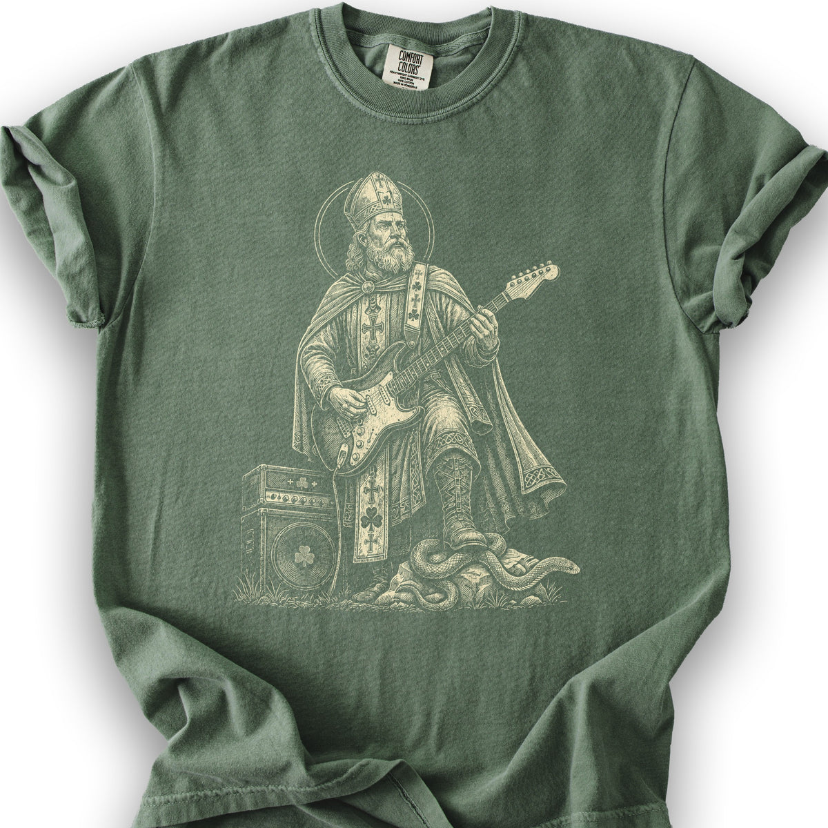 Saint Patrick Guitar T-Shirt - Moss