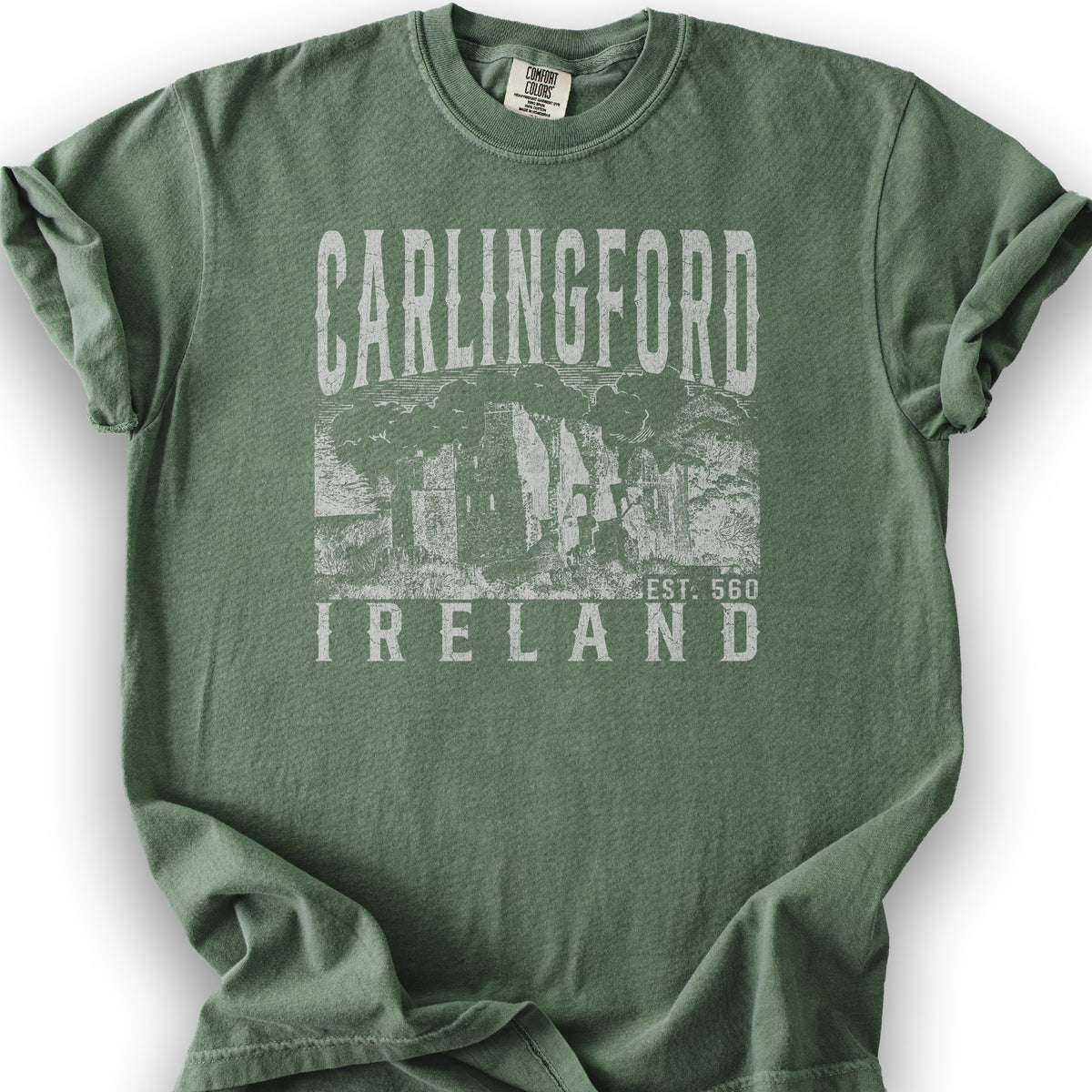 Carlingford Ireland Sketch T-Shirt - Moss