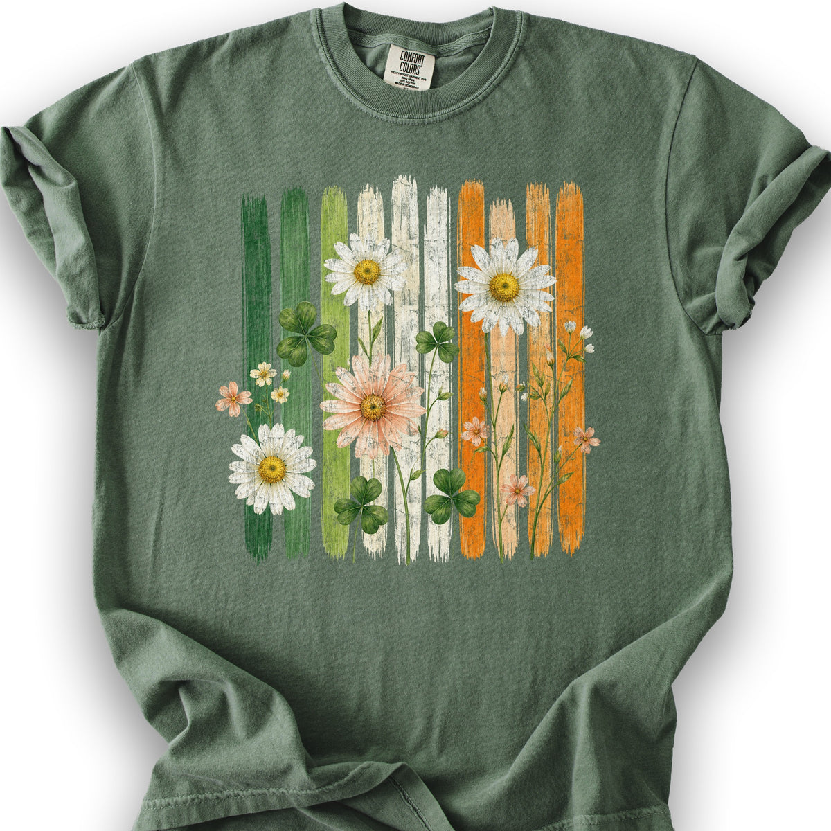 Irish Flower Stripes T-Shirt - Moss