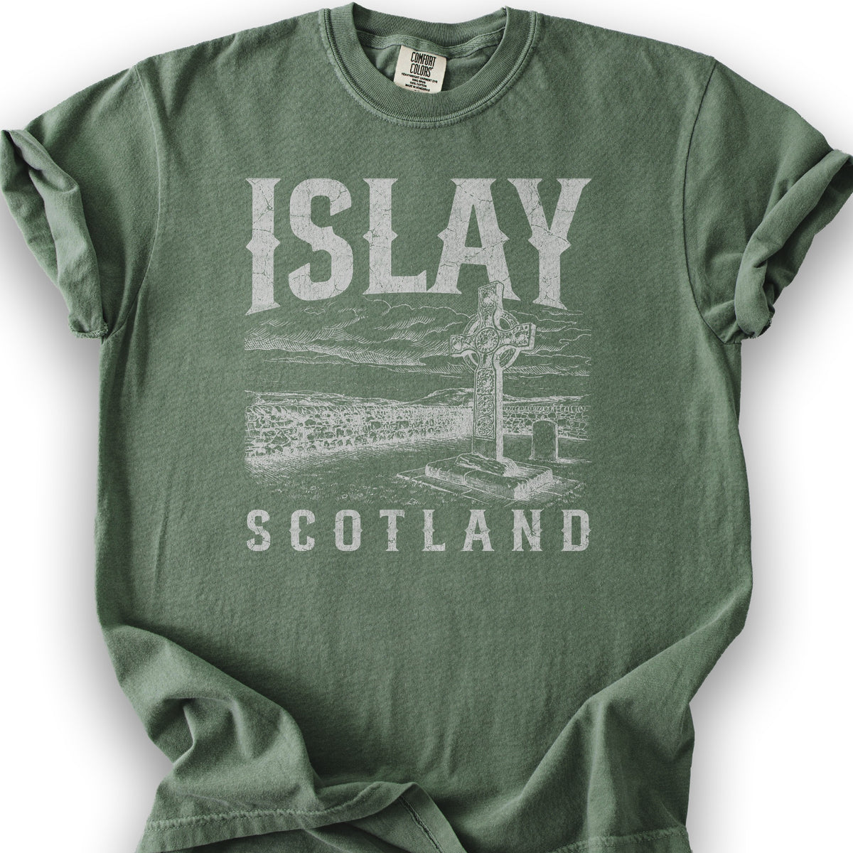 Isle of Islay Scotland T-Shirt - Moss