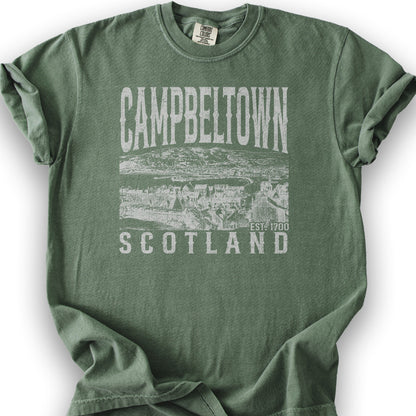 Campbeltown Scotland Sketch T-Shirt - Moss