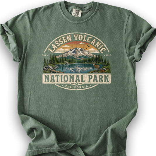 Lassen Volcanic Medallion T-Shirt - Moss