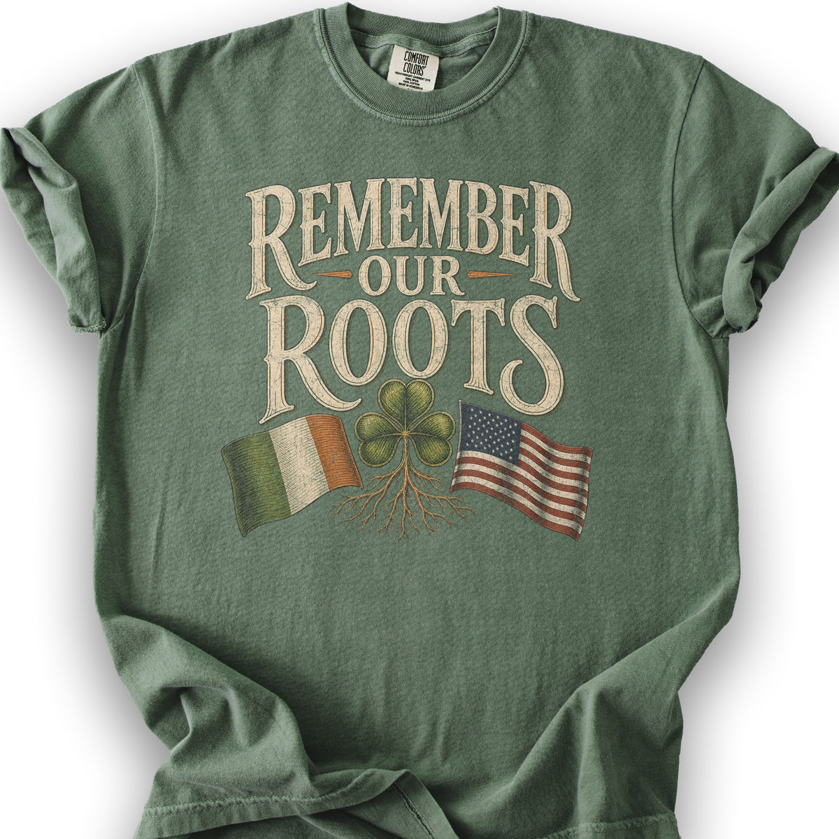Remember Irish Roots T-Shirt - Moss