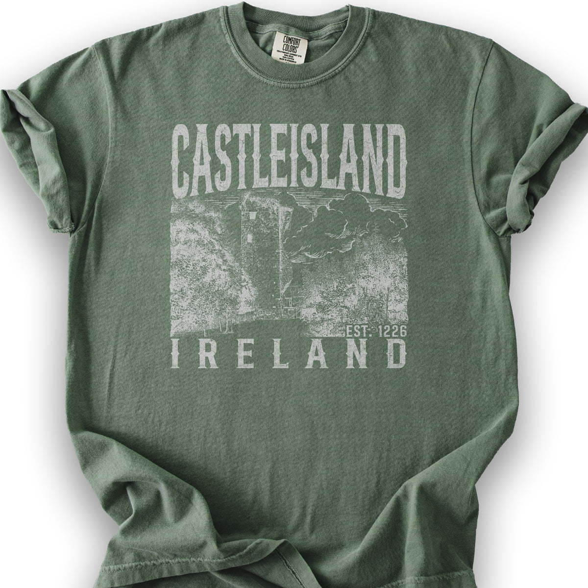 Castleisland Ireland Sketch T-Shirt - Moss