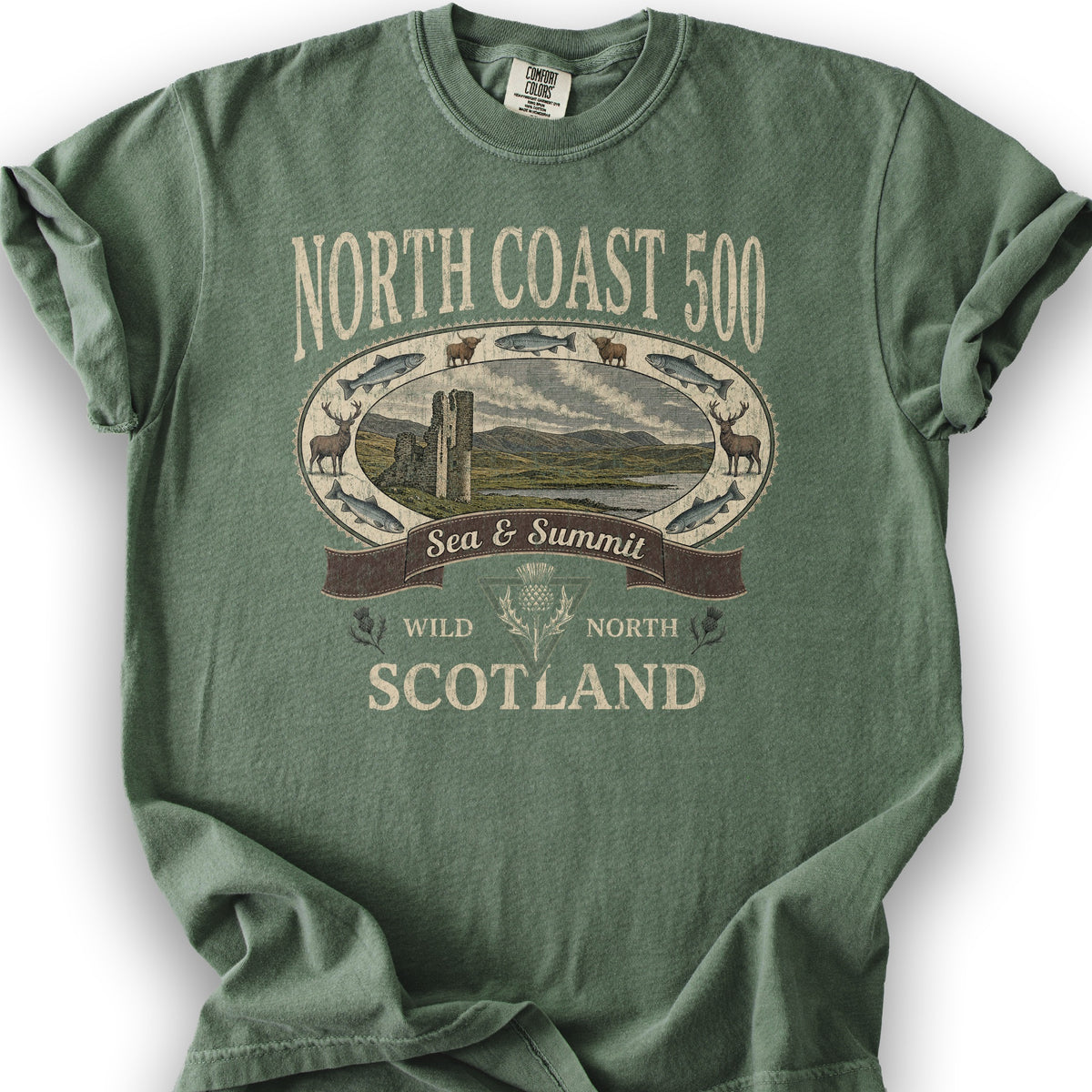 North Coast 500 Heritage T-Shirt - Moss