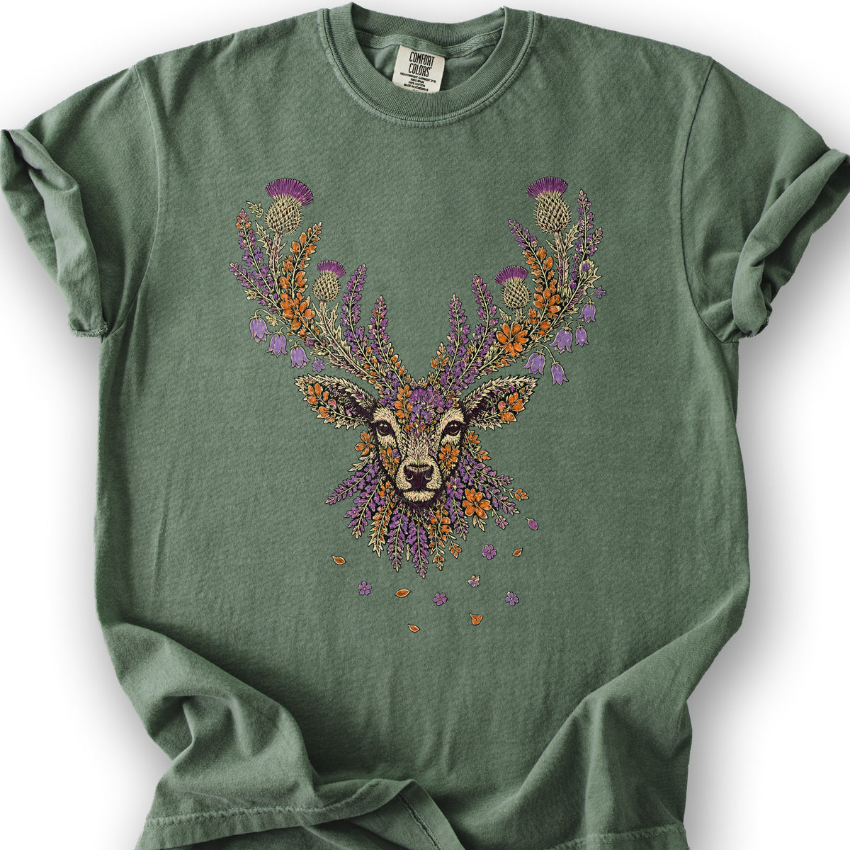 Floral Stag T-Shirt - Moss
