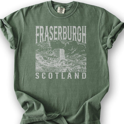 Fraserburgh Scotland Sketch T-Shirt - Moss