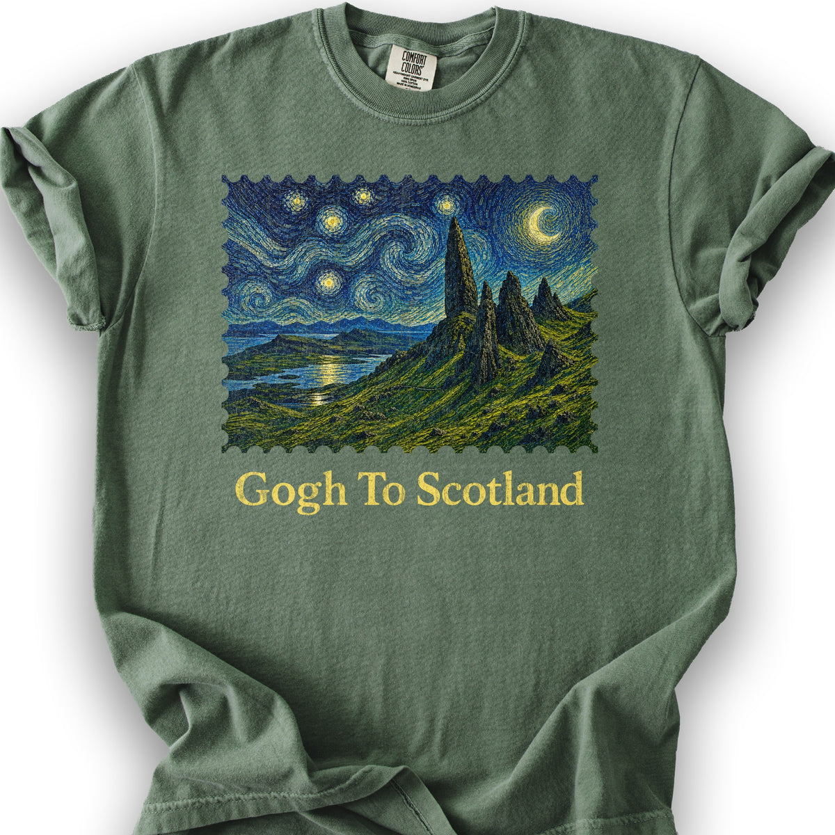 Gogh To Scotland T-Shirt - Moss