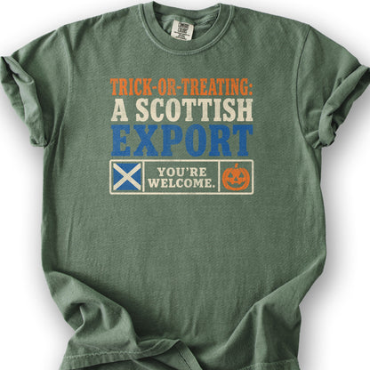 Trick Or Treat Scottish T-Shirt - Moss