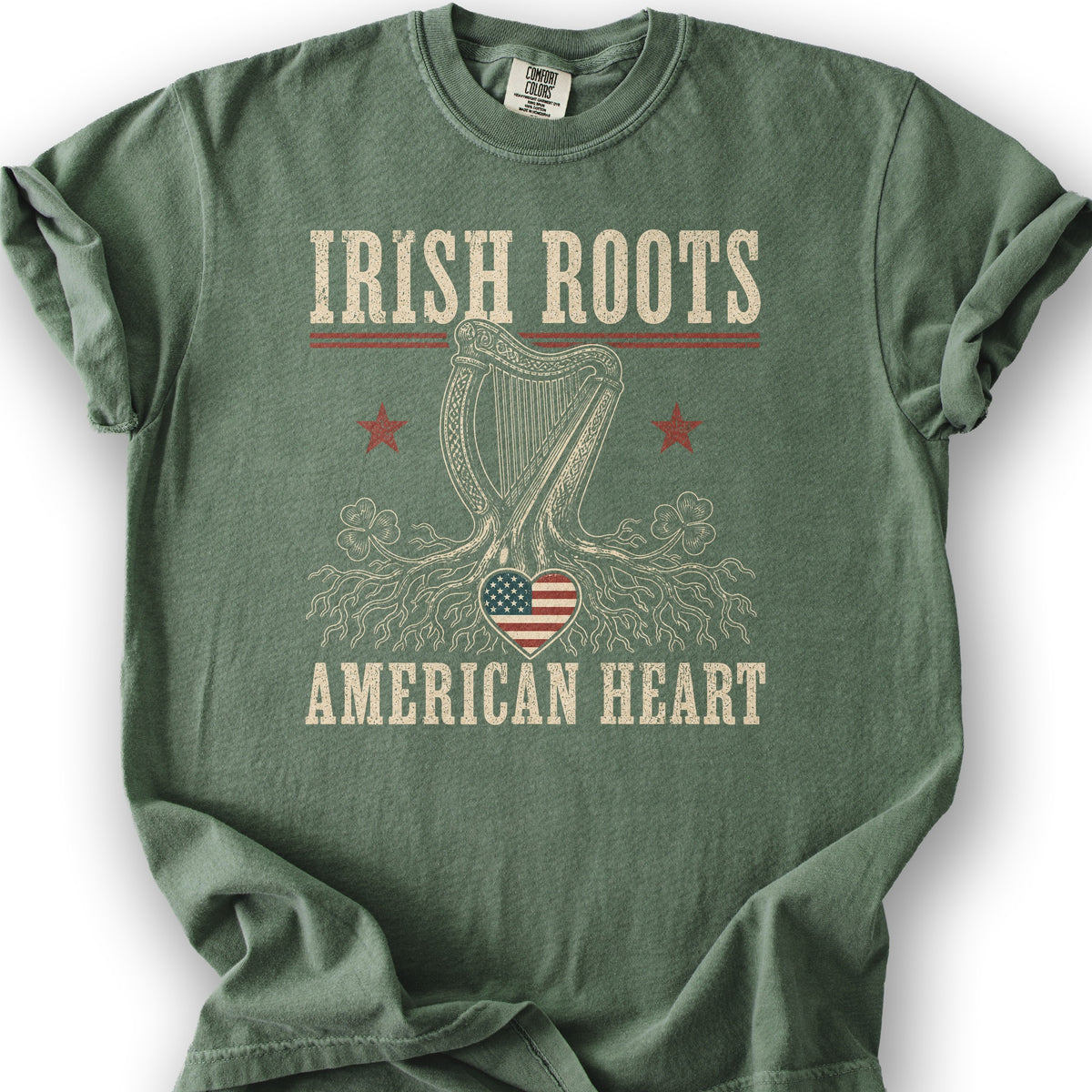 Irish Roots Harp T-Shirt - Moss