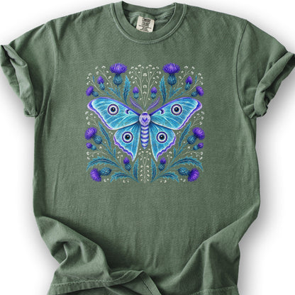 Emperor Moth Thistle T-Shirt - Moss
