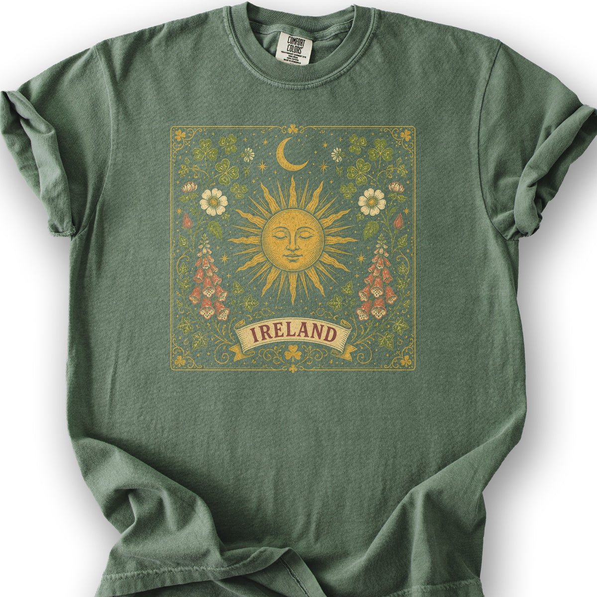 Ireland Celestial Floral T-Shirt - Moss