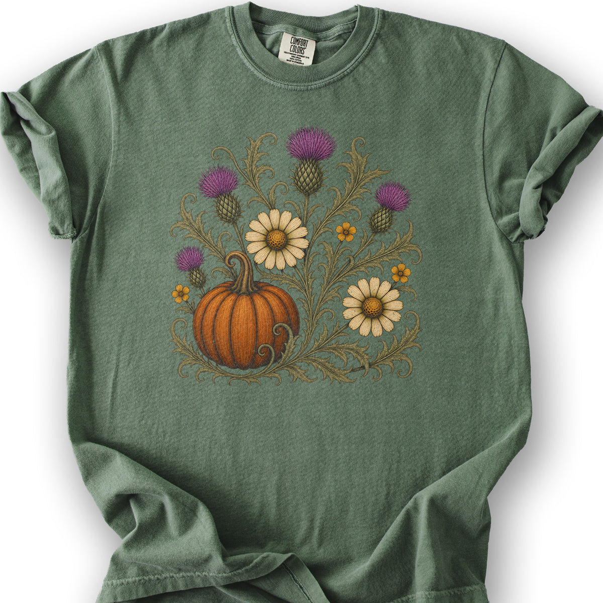 Pumpkin Thistles T-Shirt - Moss