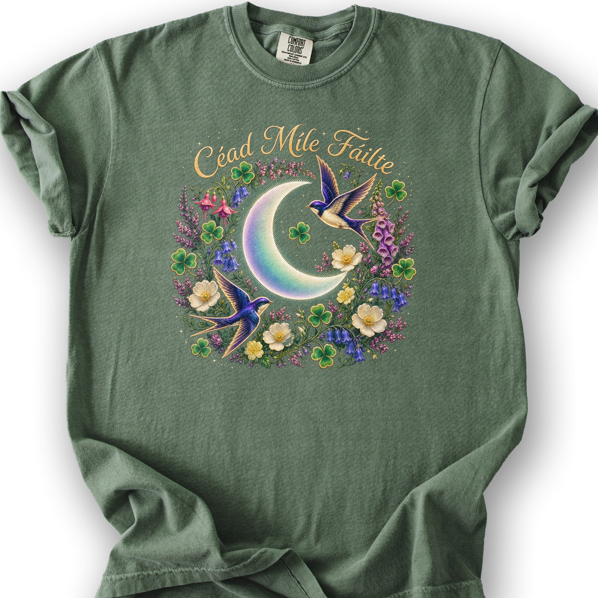 Céad Míle Fáilte Moon T-Shirt - Moss