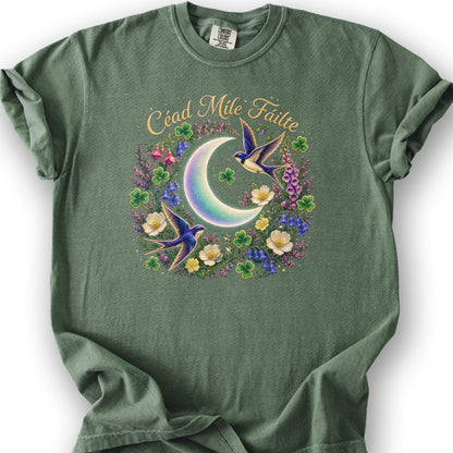 Céad Míle Fáilte Moon T-Shirt - Moss