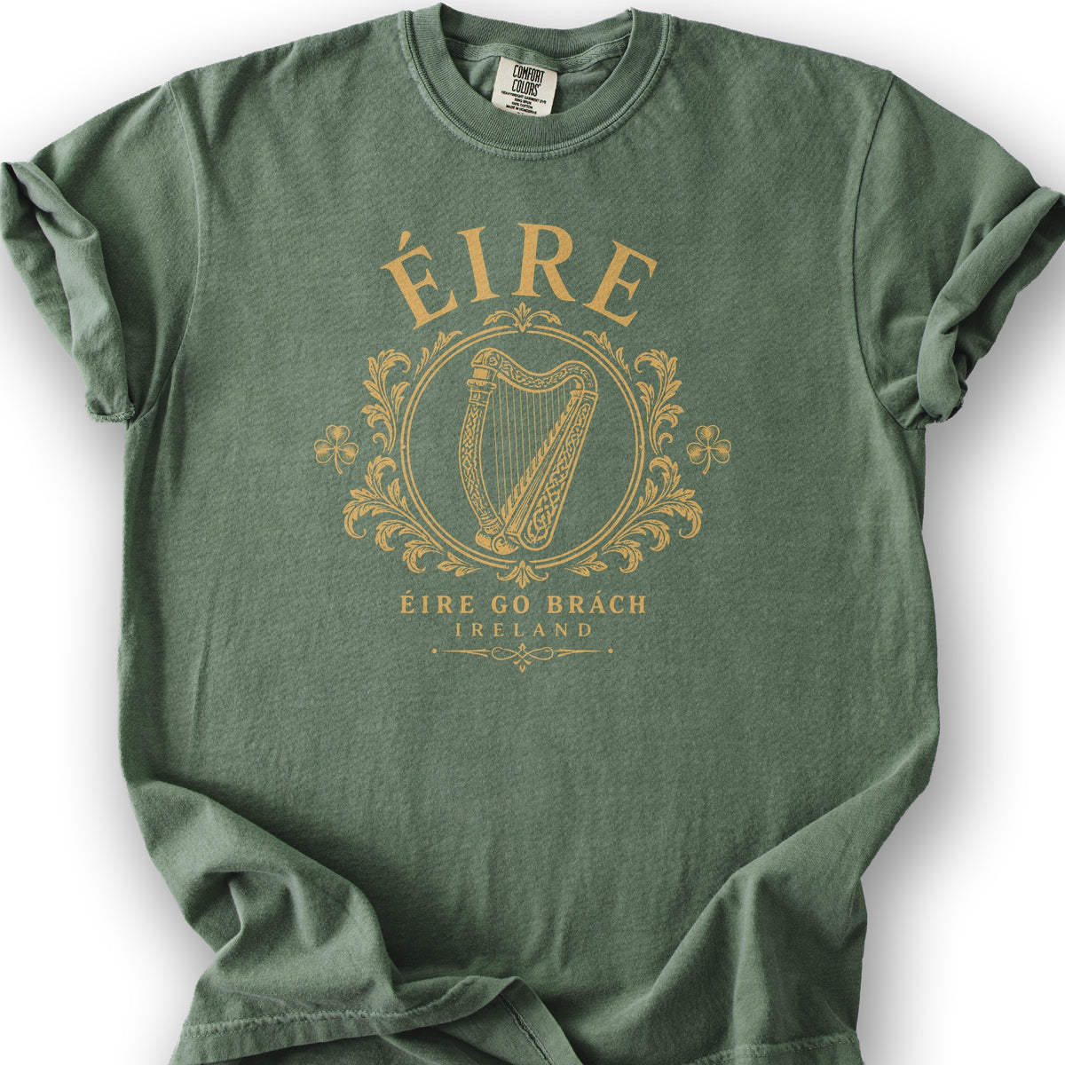 Éire Harp Laurels T-Shirt - Moss