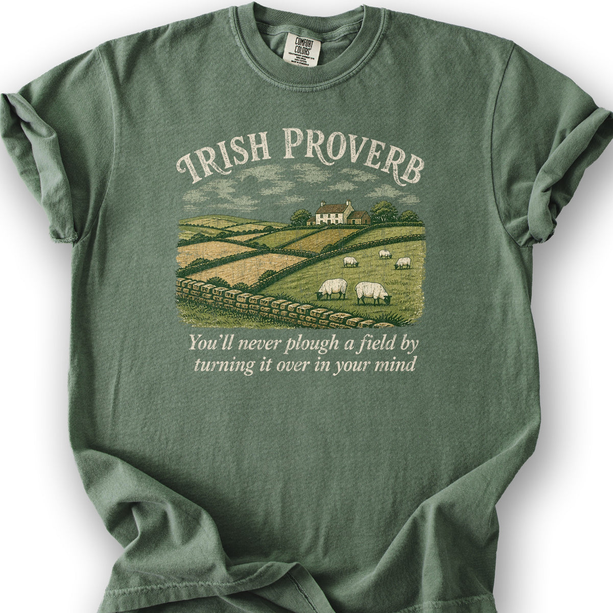 Plough Proverb T-Shirt - Moss