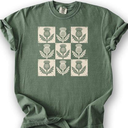 Thistle Box Pattern T-Shirt - Moss
