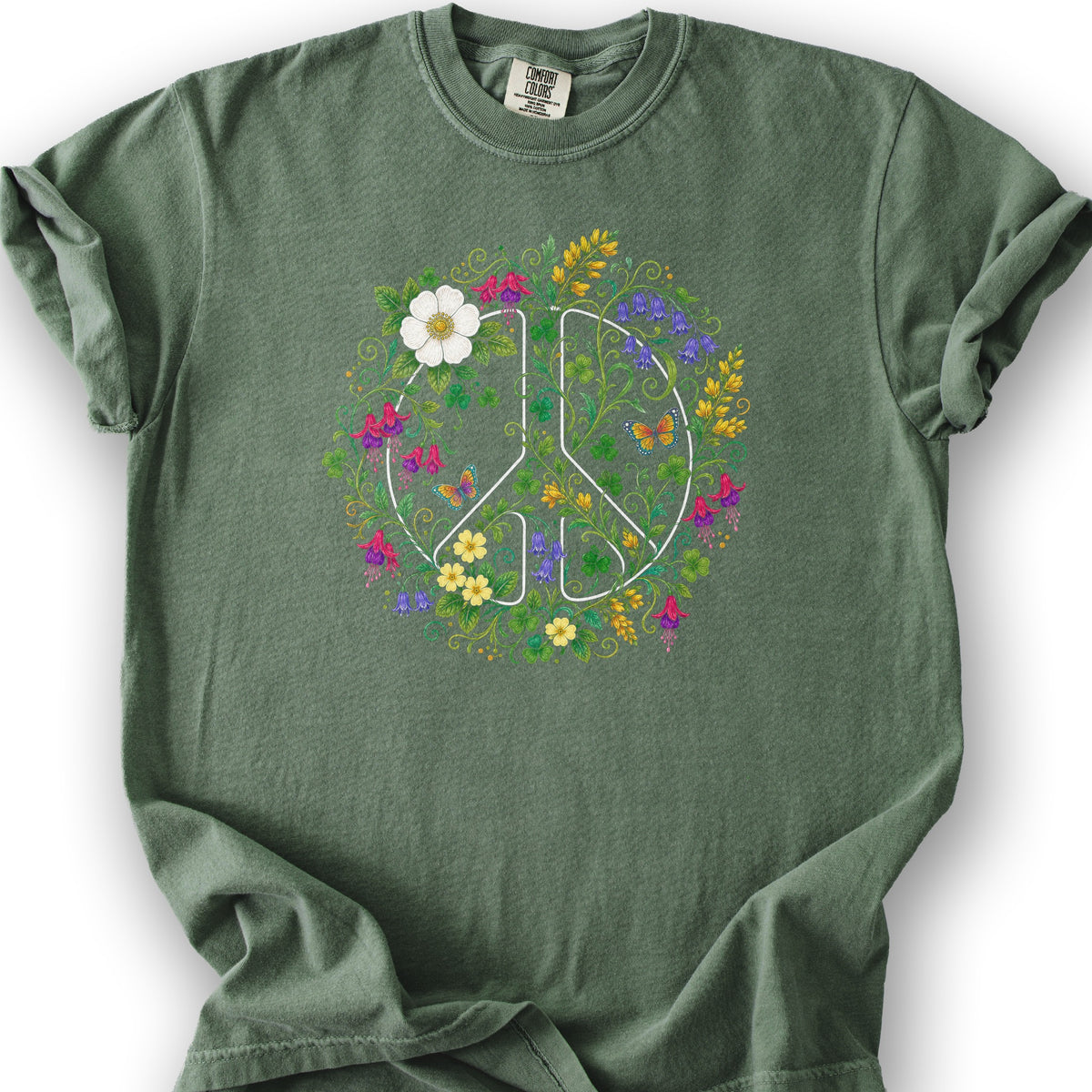 Floral Irish Peace T-Shirt - Moss
