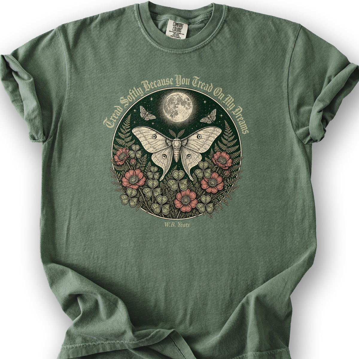 Yeats Moon Moth T-Shirt - Moss