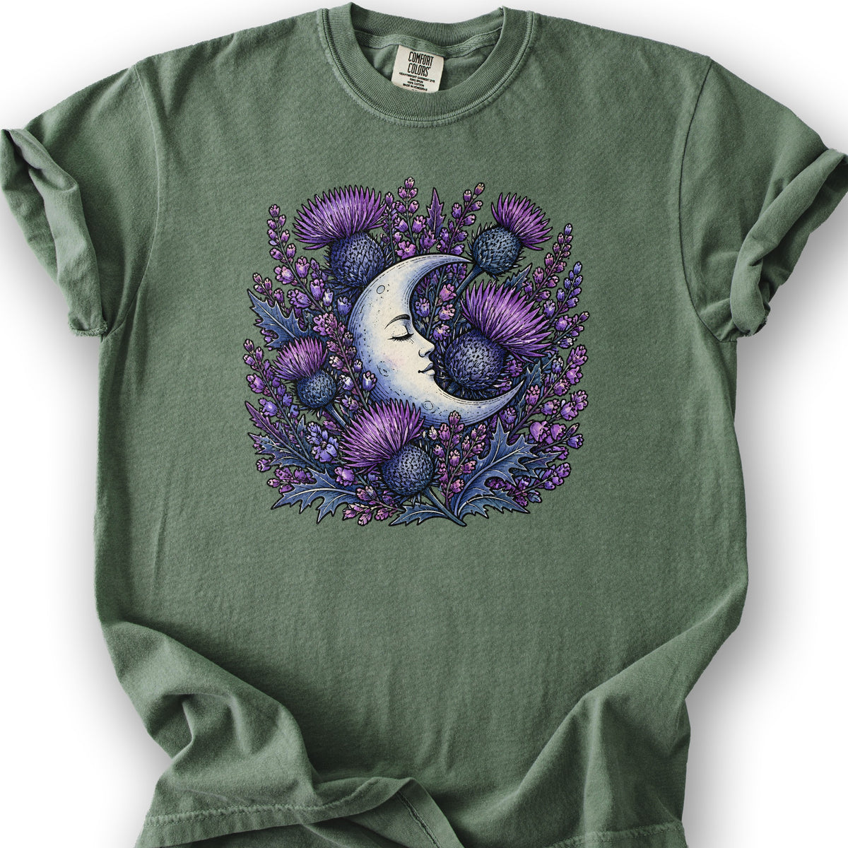 Botanical Moon Thistle T-Shirt - Moss