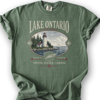 Lake Ontario Retro 90's T-Shirt - Moss