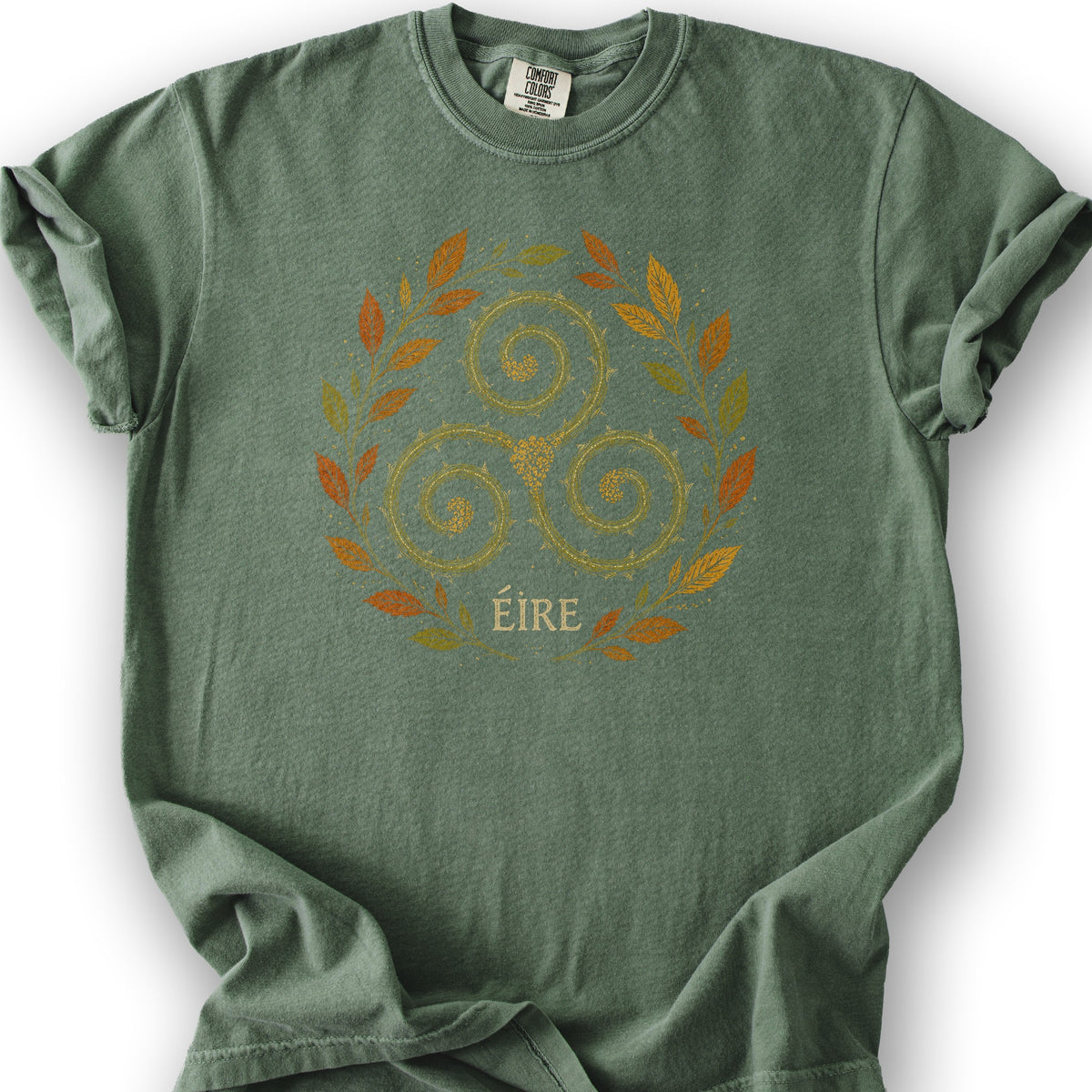 Éire Autumn Spiral T-Shirt - Moss