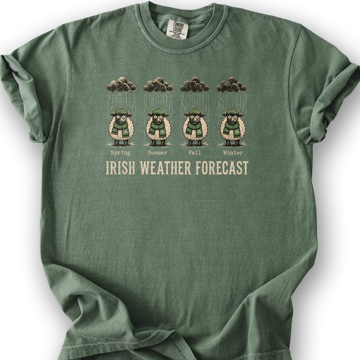 Irish Weather Forecast T-Shirt - Moss