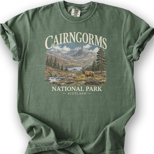 Cairngorms National Park Scotland T-Shirt - Moss