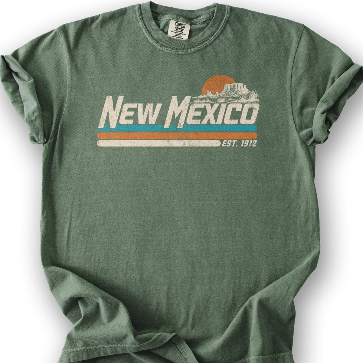 New Mexico Retro Stripe T-Shirt - Moss