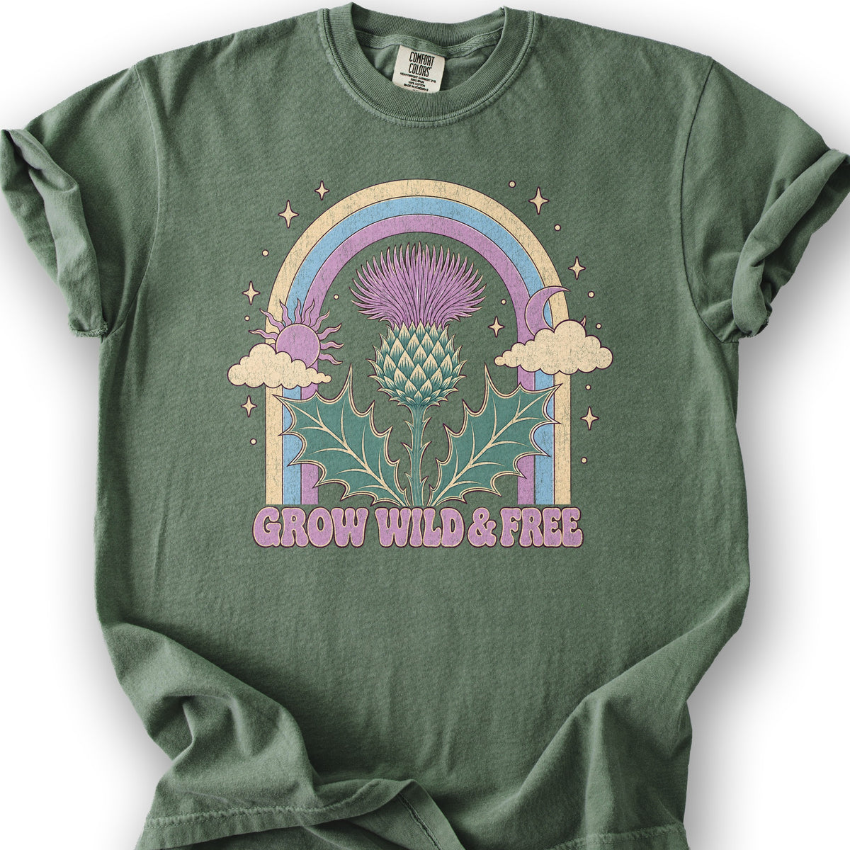 Wild & Free Thistle T-Shirt - Moss