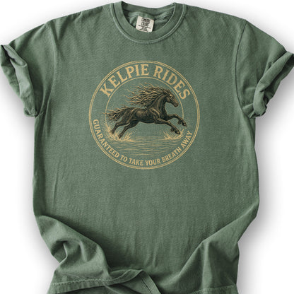 Kelpie Rides Badge T-Shirt - Moss