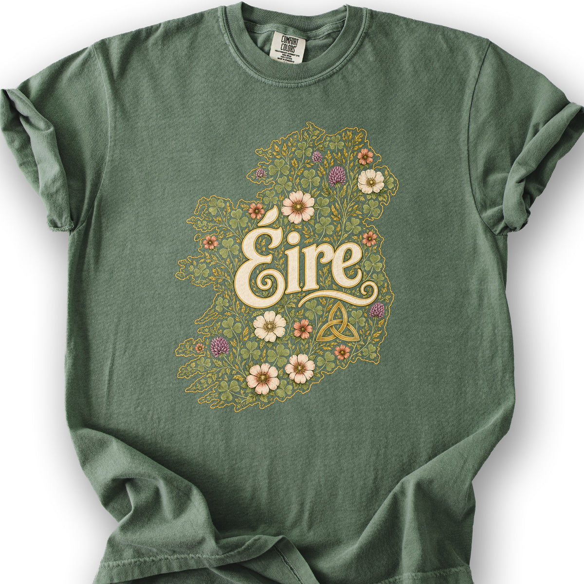 Éire Floral Map T-Shirt - Moss
