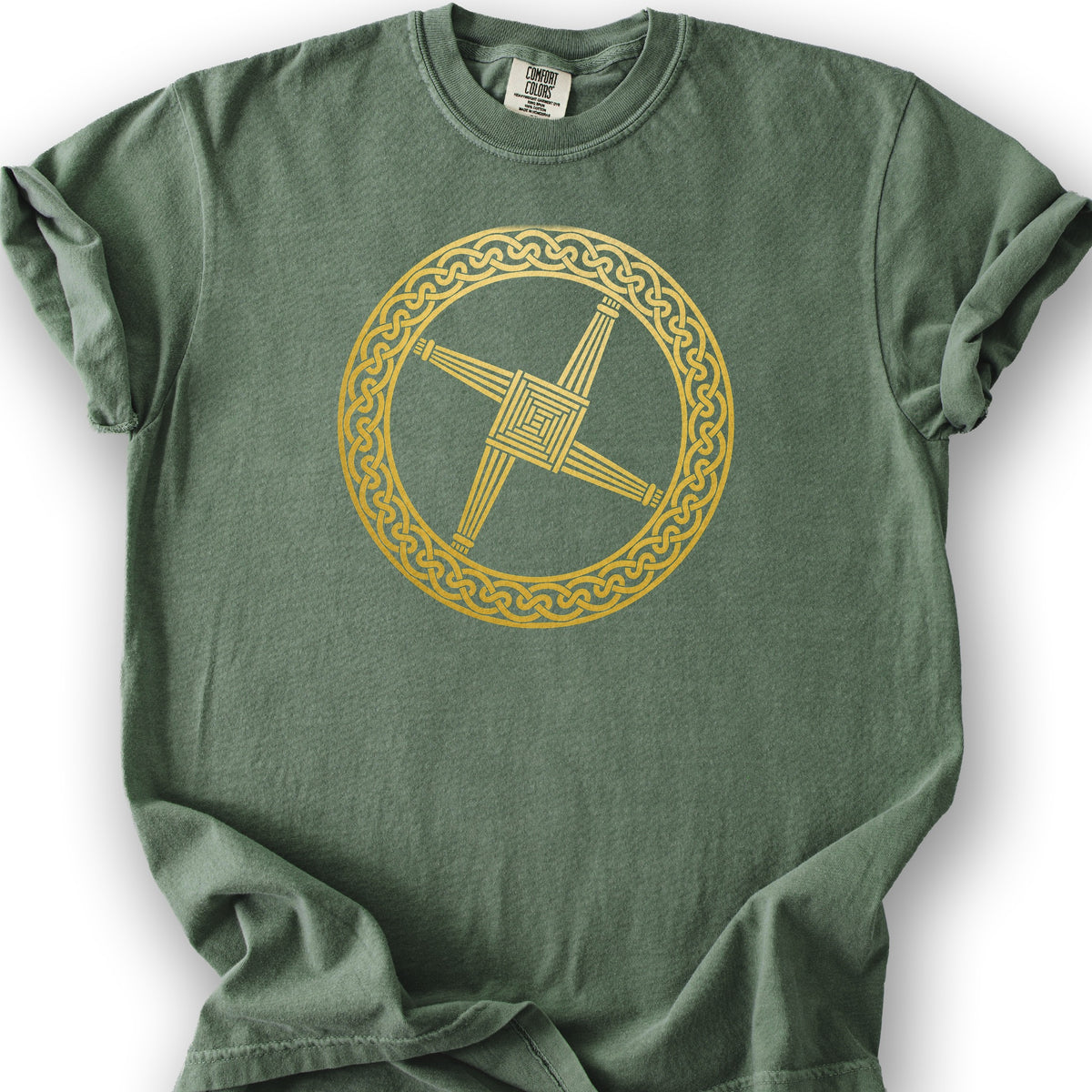St Brigids Cross T-Shirt - Moss