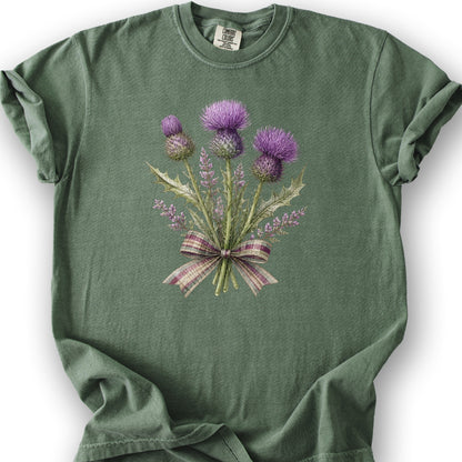 Thistle Bouquet Ribbon T-Shirt - Moss