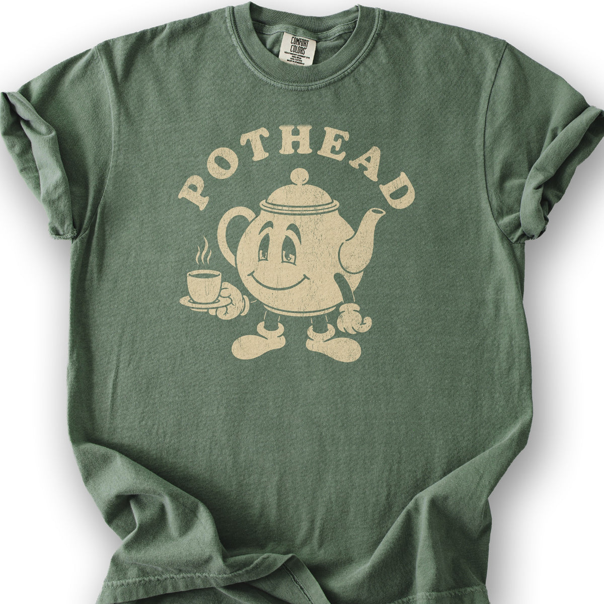 Pothead Teapot T-Shirt - Moss