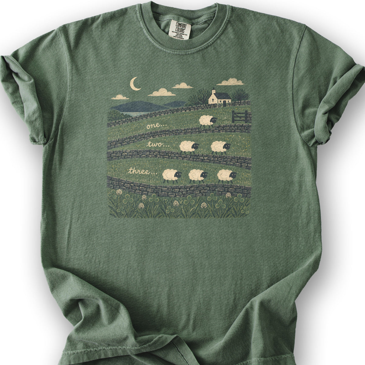 Ireland Sheep Count T-Shirt - Moss
