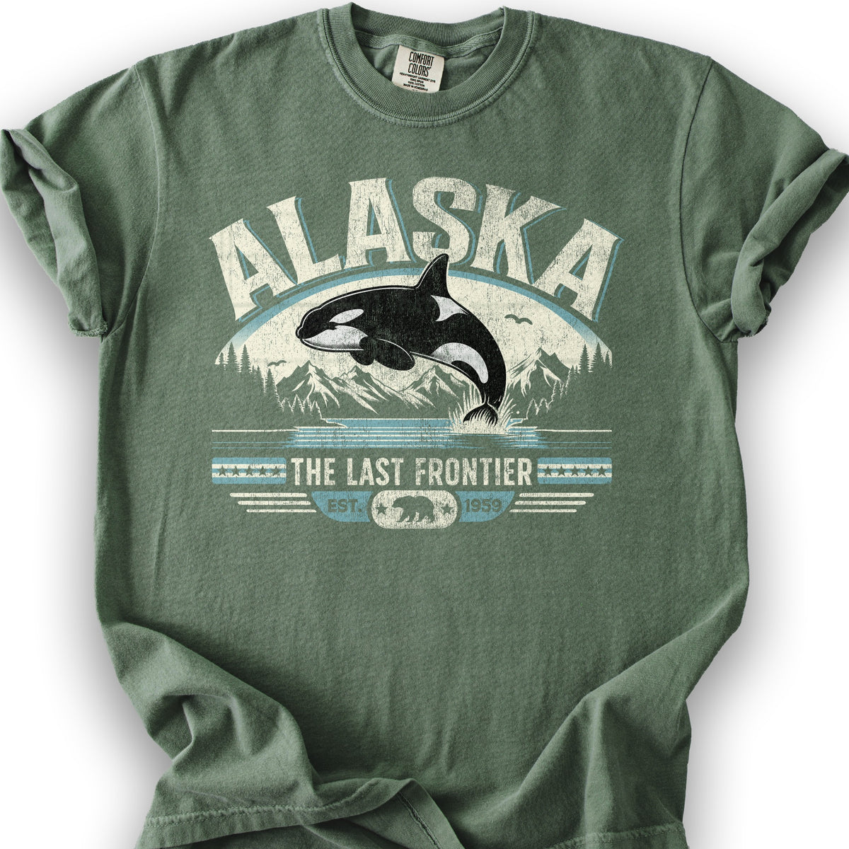 Alaska The Last Frontier "Orca" T-Shirt - Moss