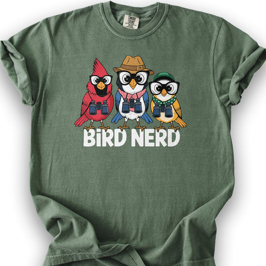 Bird Nerd "Birding Birds" T-Shirt - Moss
