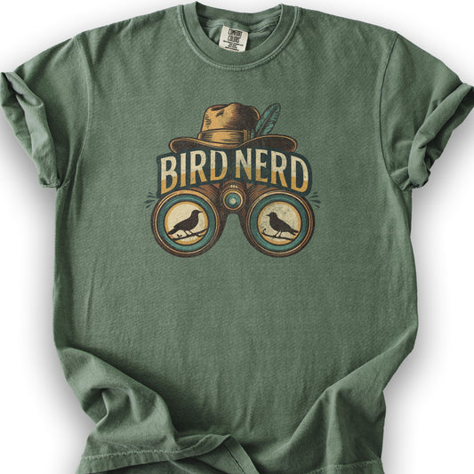 Bird Nerd Vintage Binoculars T-Shirt - Moss