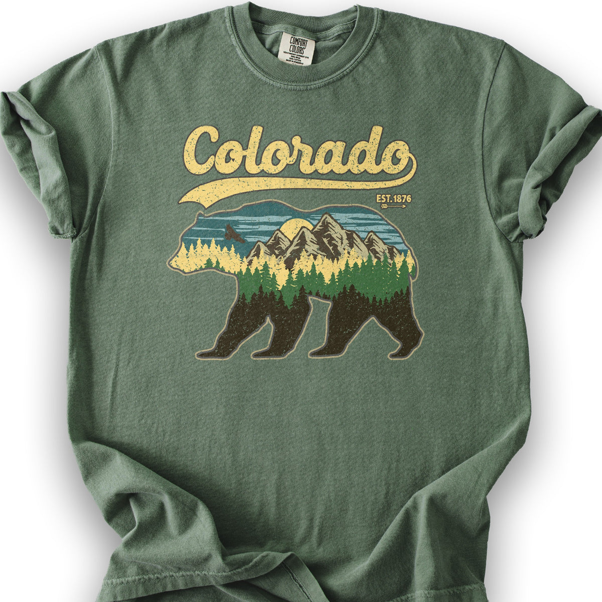Colorado Vintage Bear T-Shirt - Moss