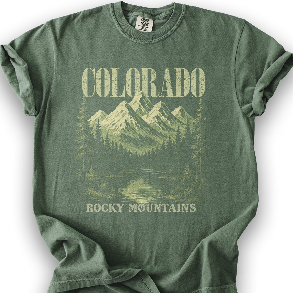 Colorado Mountain Halftones T-Shirt - Moss