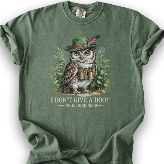 Bird Nerd Owl Design T-Shirt - Moss
